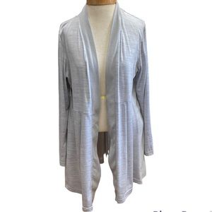Muk Luks Butter Soft Knit Open Front Cardigan Size M Silky Soft Gray Thumb Holes